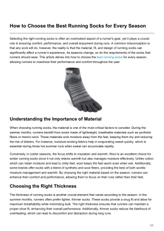 How to Choose the Best Running Socks for Every Season
