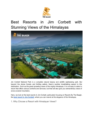 Best Resorts in Jim Corbett with Stunning Views of the Himalayas