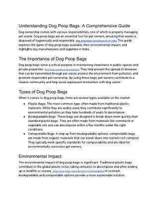 understanding dog poop bags a comprehensive guide