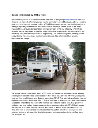 Buses in Mumbai by MYLO Ride