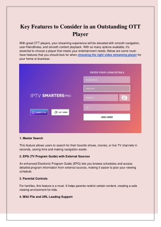 Key Features to Consider in an Outstanding OTT Player