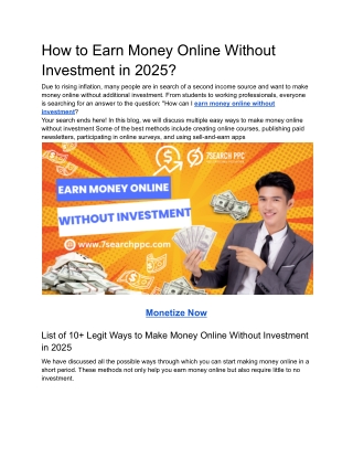 How to Earn Money Online Without Investment in 2025