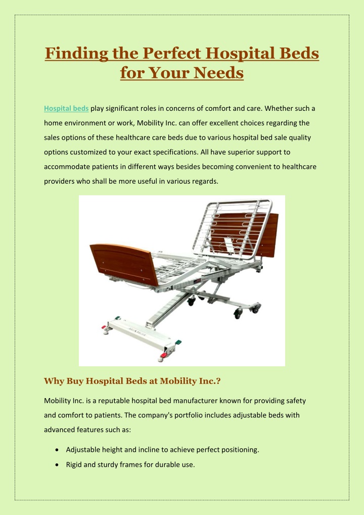 finding the perfect hospital beds for your needs