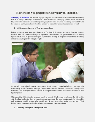 How should you prepare for surrogacy in Thailand