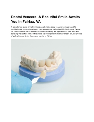 Dental Veneers_ A Beautiful Smile Awaits You in Fairfax, VA