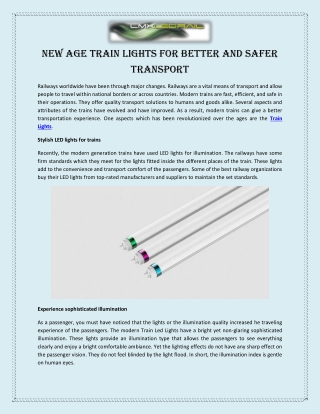 New Age Train Lights for Better and Safer Transport