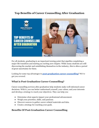 Top Benefits of Career Counselling After Graduation