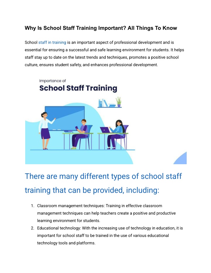 why is school staff training important all things