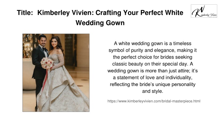 title kimberley vivien crafting your perfect white wedding gown