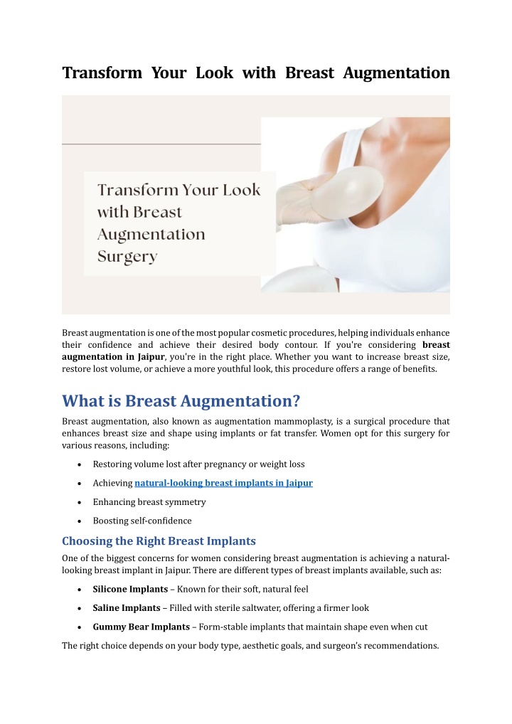 transform your look with breast augmentation