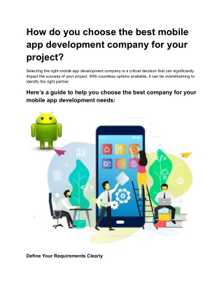 How do you choose the best mobile app development company for your project?