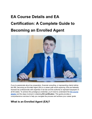 EA Course Details and EA Certification: A Complete Guide to Becoming an Enrolled