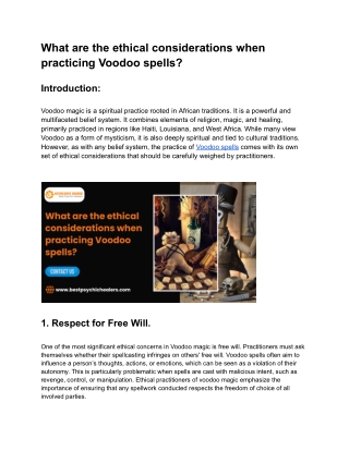 What are the ethical considerations when practicing Voodoo spells_