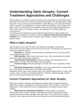 understanding optic atrophy current treatment