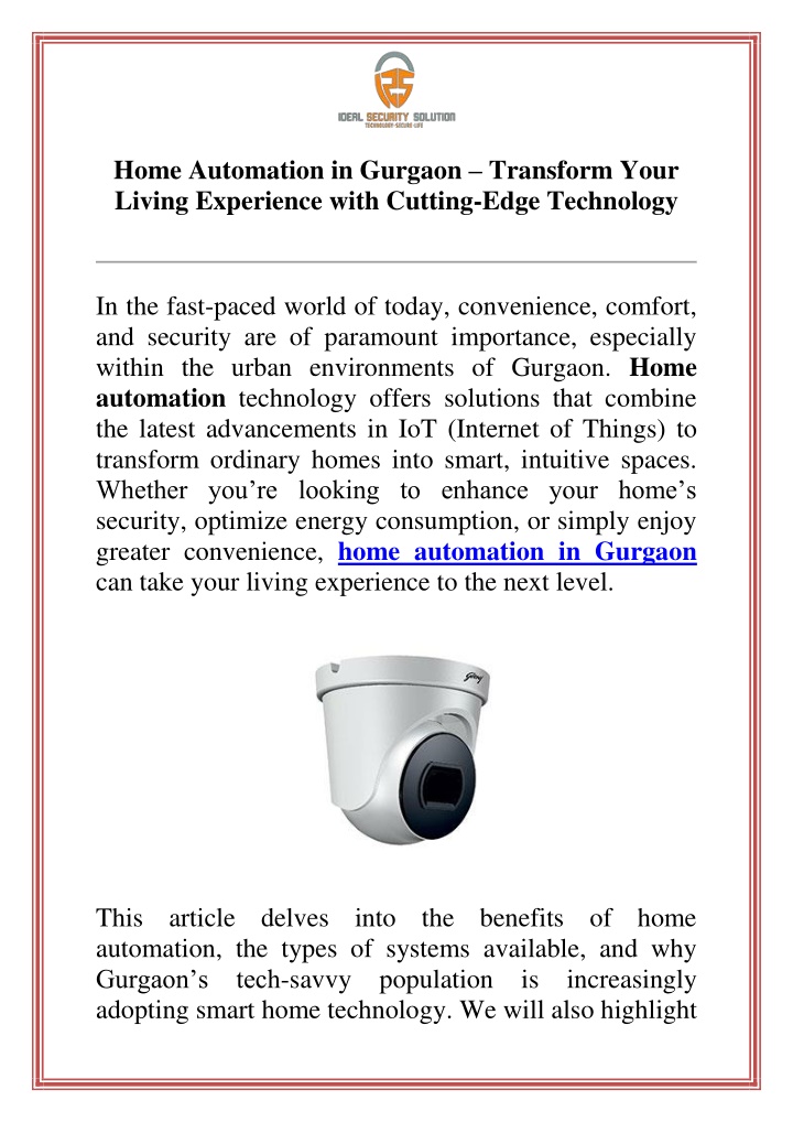 home automation in gurgaon transform your living