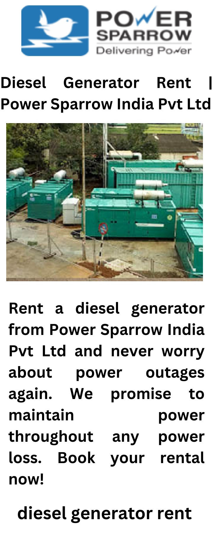 diesel generator rent power sparrow india pvt ltd