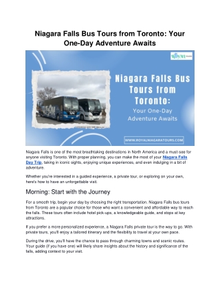 Niagara Falls Bus Tours from Toronto: Your One-Day Adventure Awaits