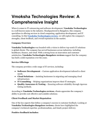 Vmoksha Technologies Review_ A Comprehensive Insight