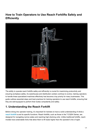 How to Train Operators to Use Reach Forklifts Safely and Efficiently