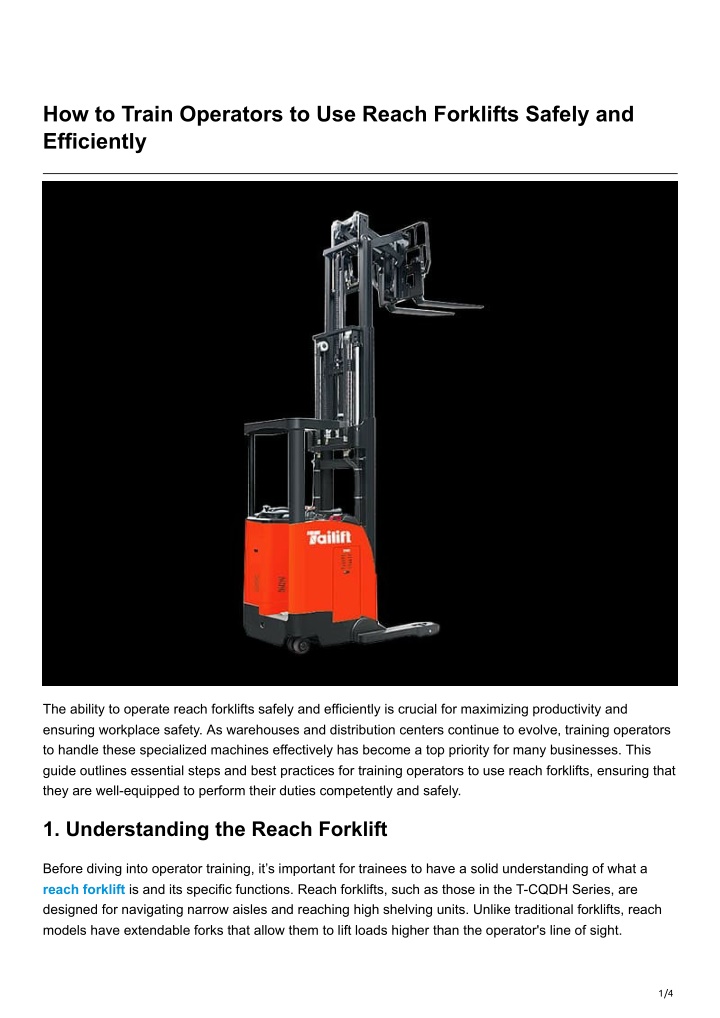 how to train operators to use reach forklifts