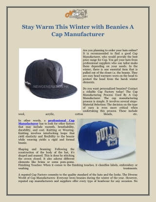 Stay Warm This Winter With Beanies A Cap Manufacturer