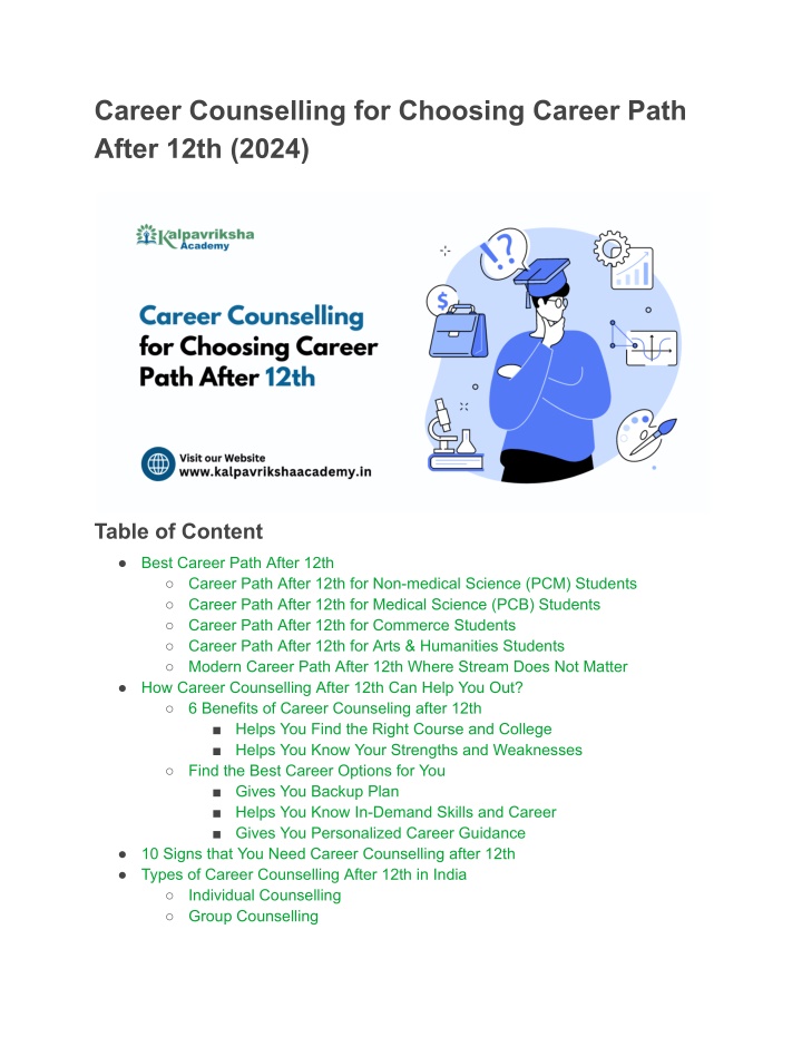 career counselling for choosing career path after