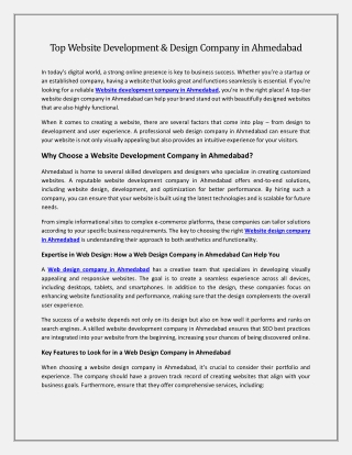 Top Website Development and Design Company in Ahmedabad
