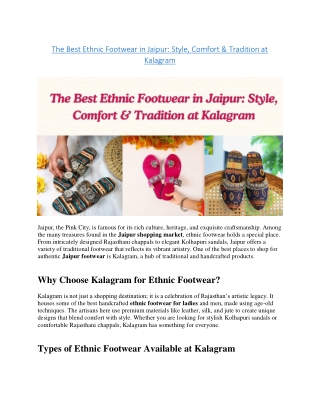 The Best Ethnic Footwear in Jaipur Style, Comfort & Tradition at Kalagram