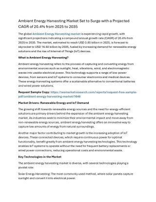 mbient Energy Harvesting market