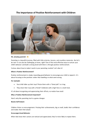 the importance of positive reinforcement with