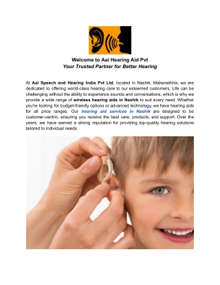 Why Choose Aai Speech and Hearing Aids Pvt Ltd