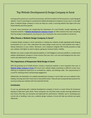 Top Website Development and Design Company in Surat