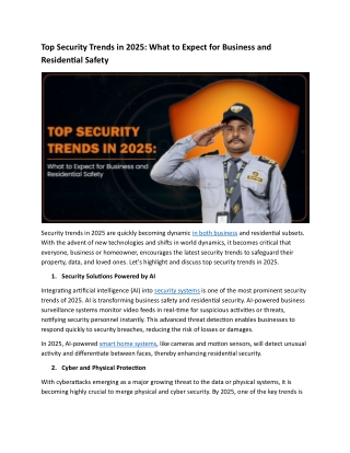 Top Security Trends in 2025  What to Expect for Business and Residential Safety