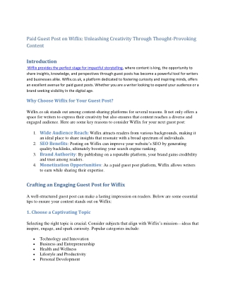 Paid Guest post on wiflix