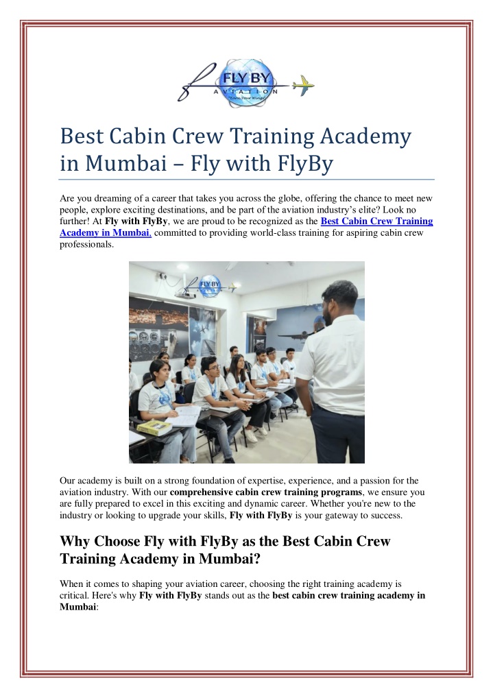 best cabin crew training academy in mumbai