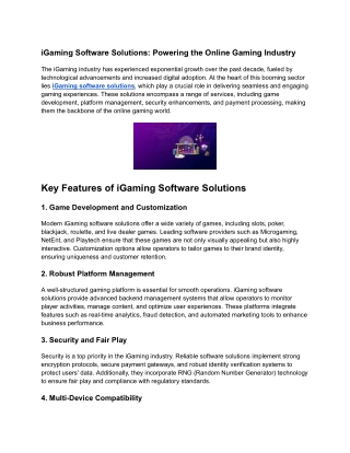 iGaming Software Solutions: Powering the Online Gaming Industry