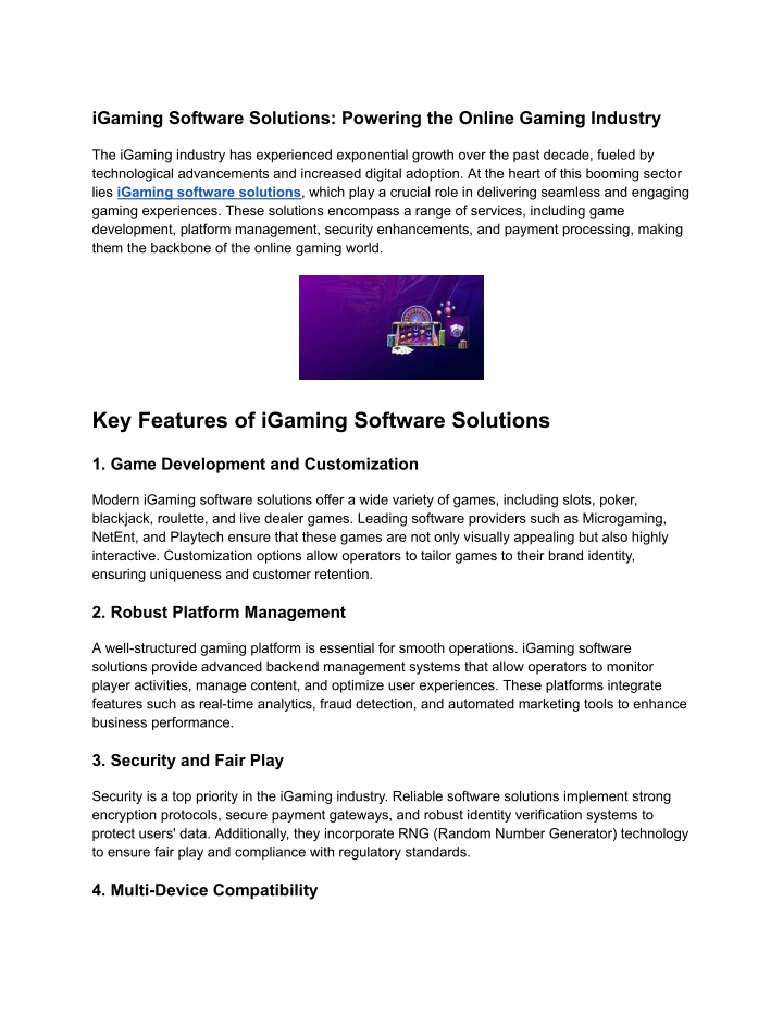 igaming software solutions powering the online