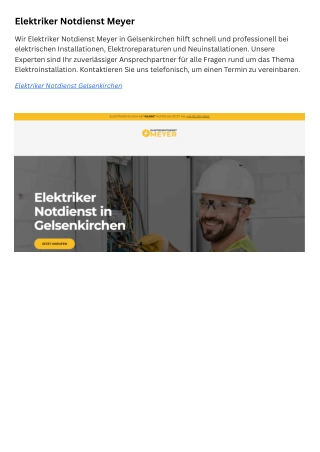 Elektriker Notdienst Meyer