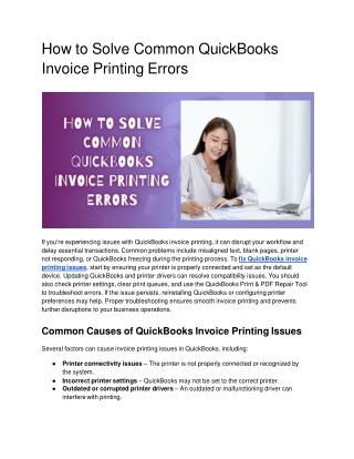 How to Solve Common QuickBooks Invoice Printing Errors