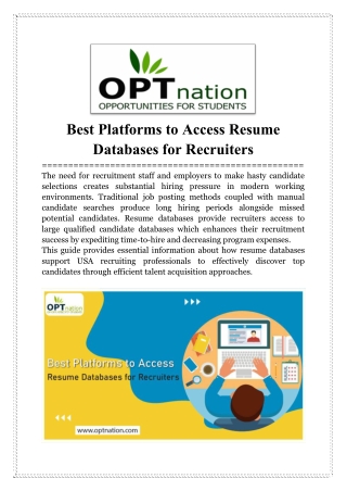 best platforms to access resume databases