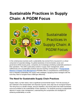 Sustainable Practices in Supply Chain_ A PGDM Focus