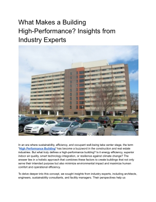 What Makes a Building High-Performance