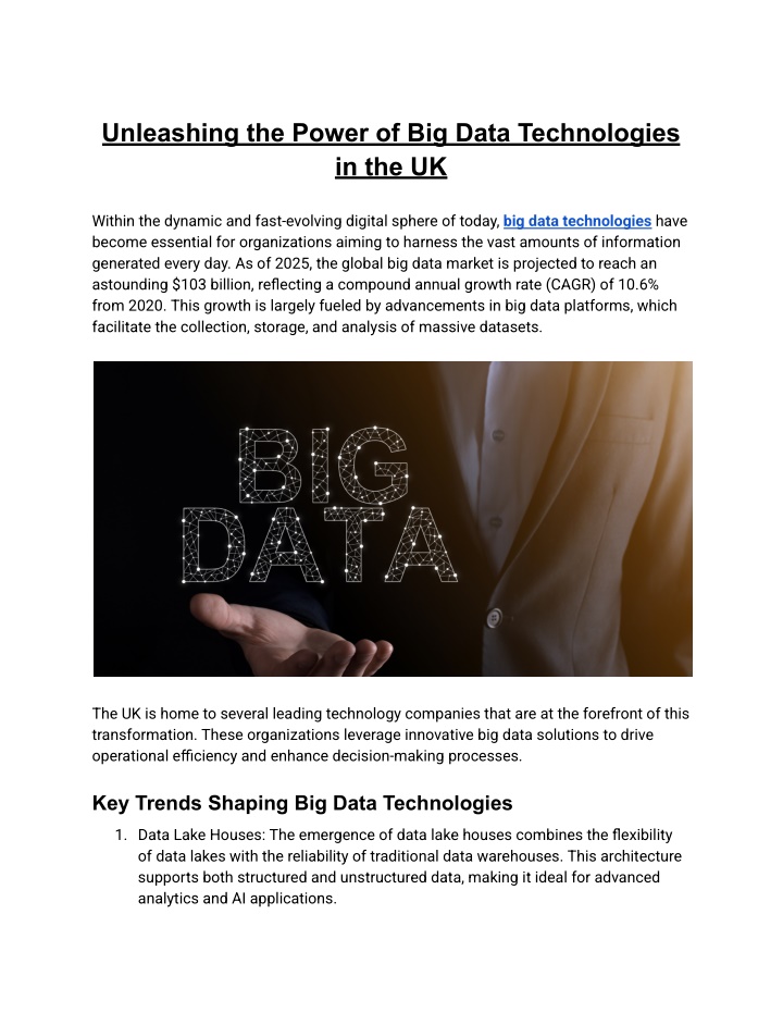 unleashing the power of big data technologies