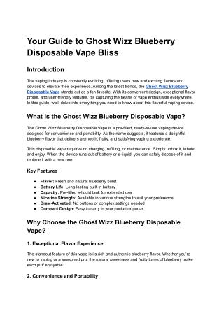 Your Guide to Ghost Wizz Blueberry Disposable Vape Bliss