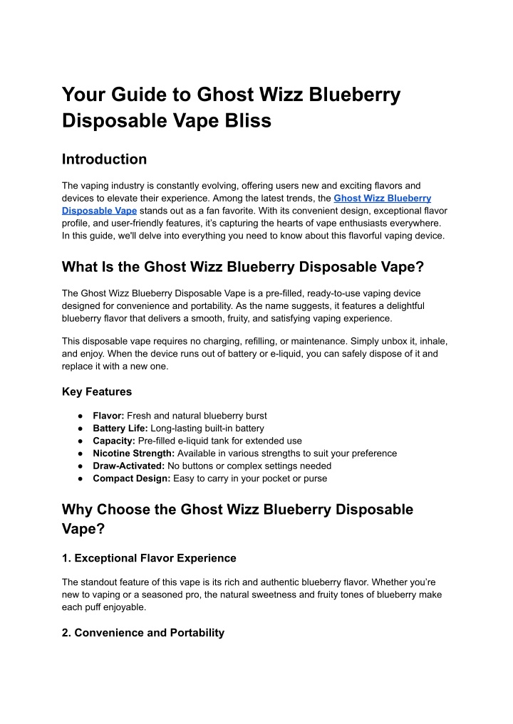 your guide to ghost wizz blueberry disposable