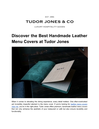 Discover the Best Handmade Leather Menu Covers at Tudor Jones