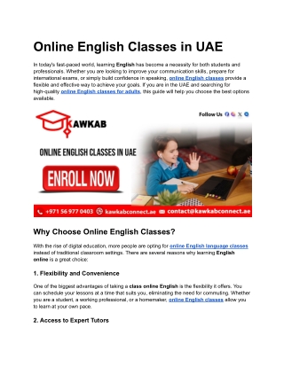 Online English Classes in UAE