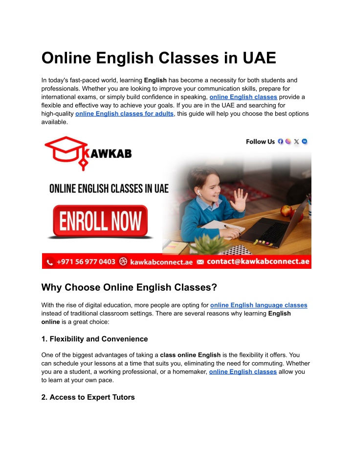 online english classes in uae