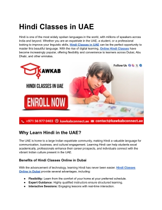 Hindi Classes in UAE