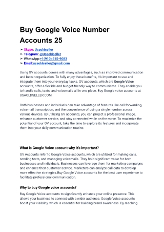 Buy Google Voice Number Accounts 25